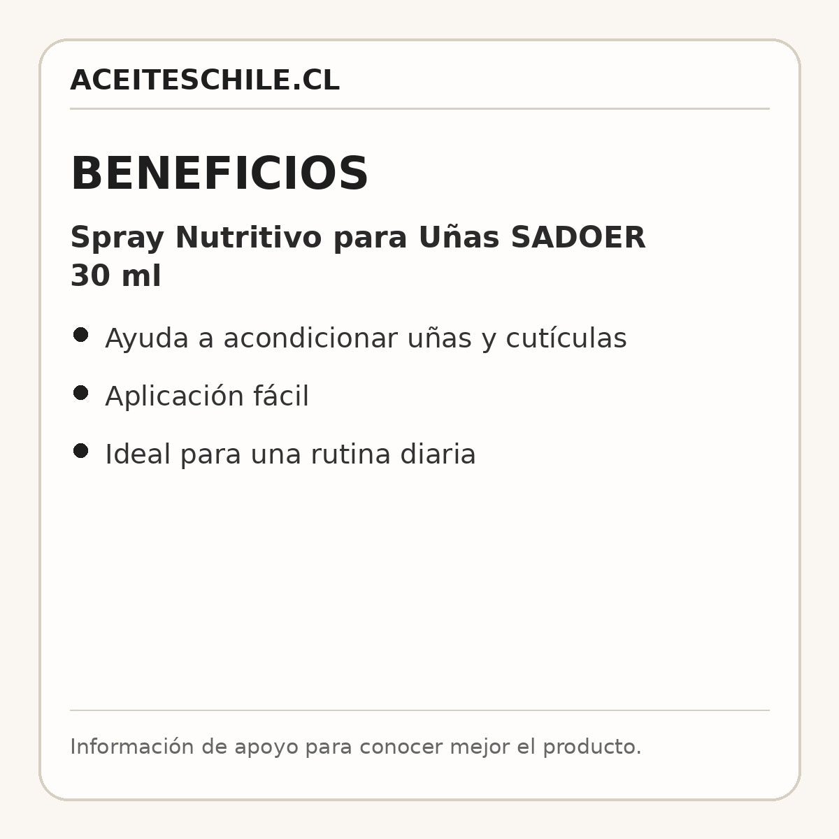 Beneficios de Spray Nutritivo para Uñas SADOER 30 ml