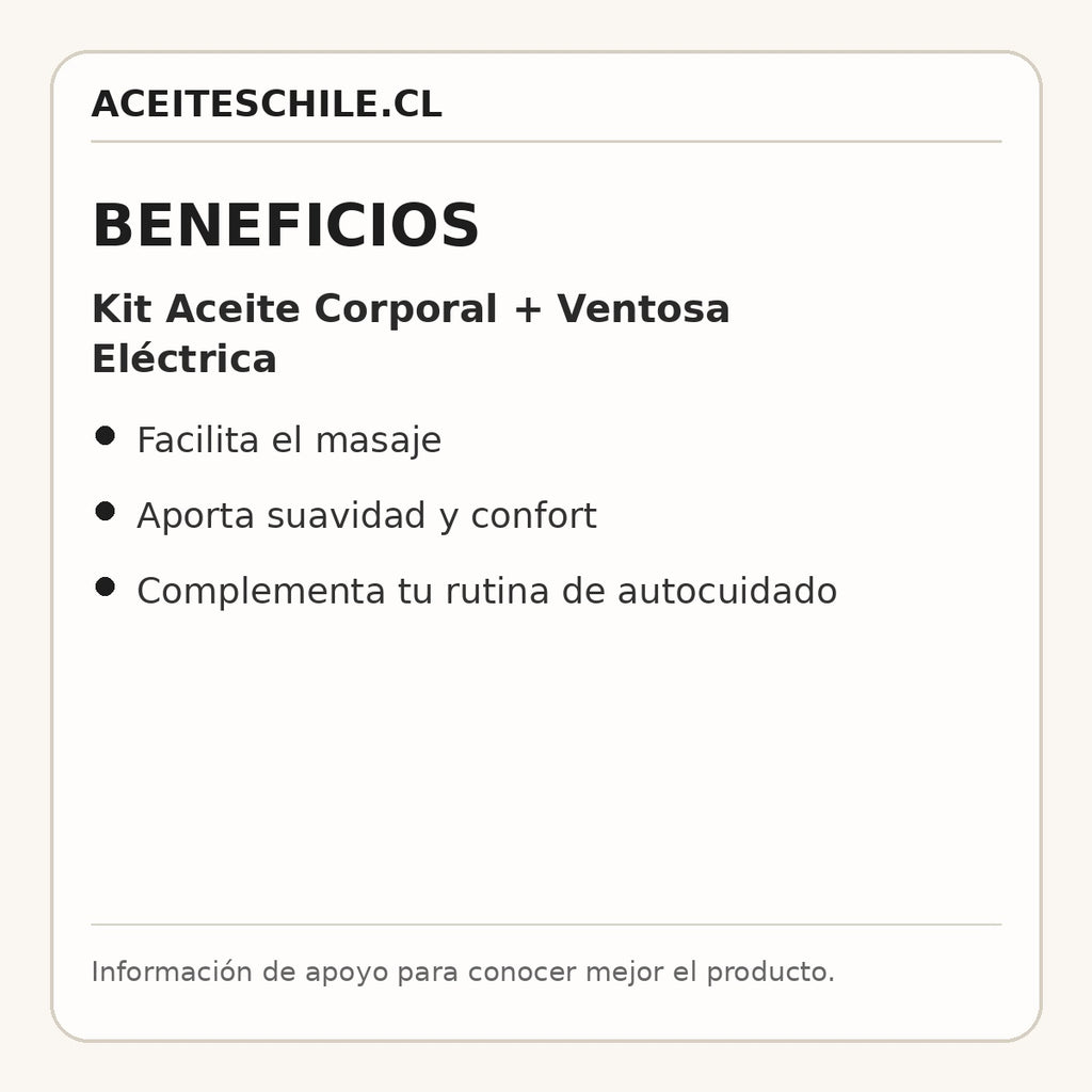 Beneficios de Kit Aceite Corporal + Ventosa Eléctrica