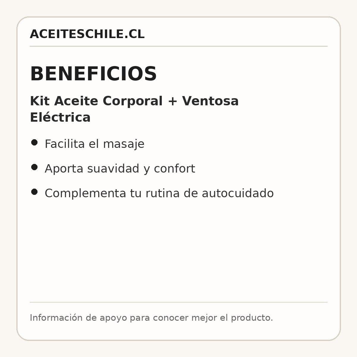 Beneficios de Kit Aceite Corporal + Ventosa Eléctrica