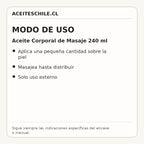 Modo de uso de Aceite Corporal de Masaje 240 ml