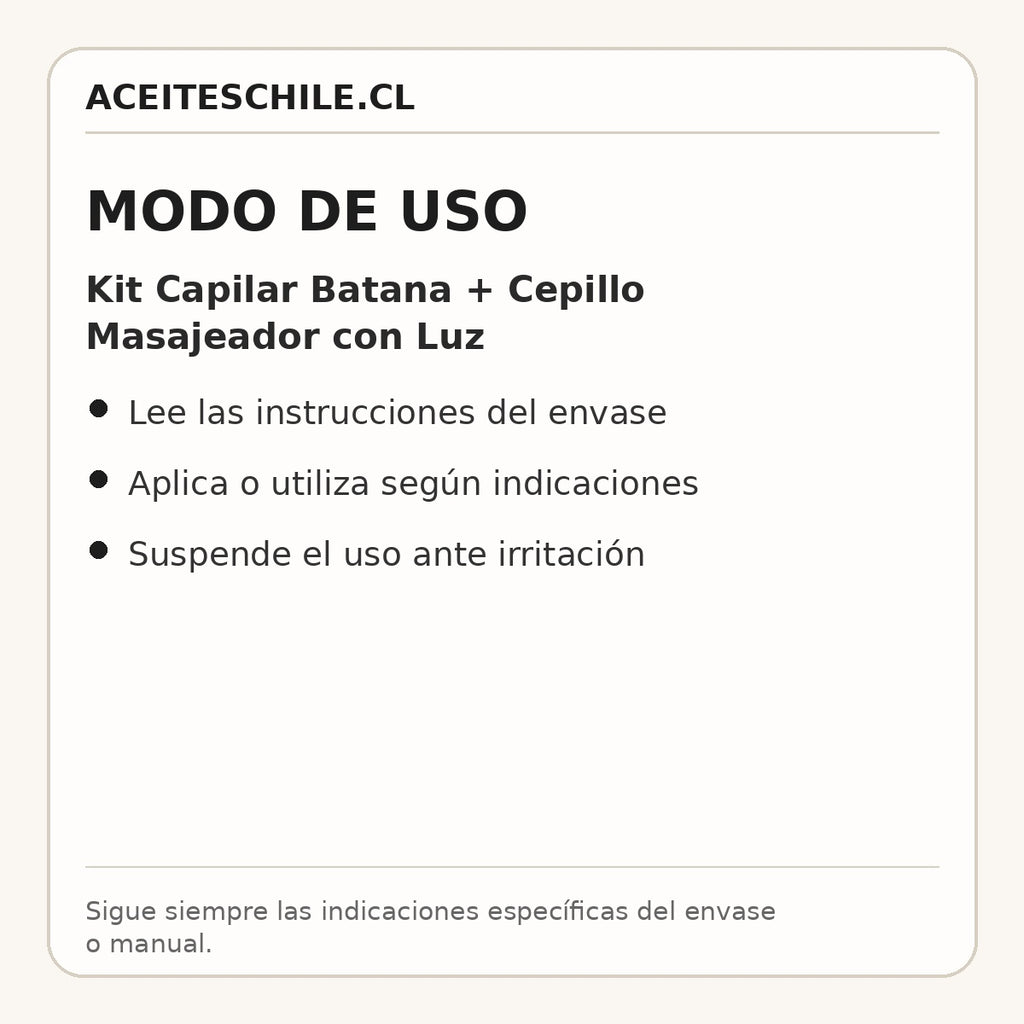 Modo de uso de Kit Capilar Batana + Cepillo Masajeador con Luz