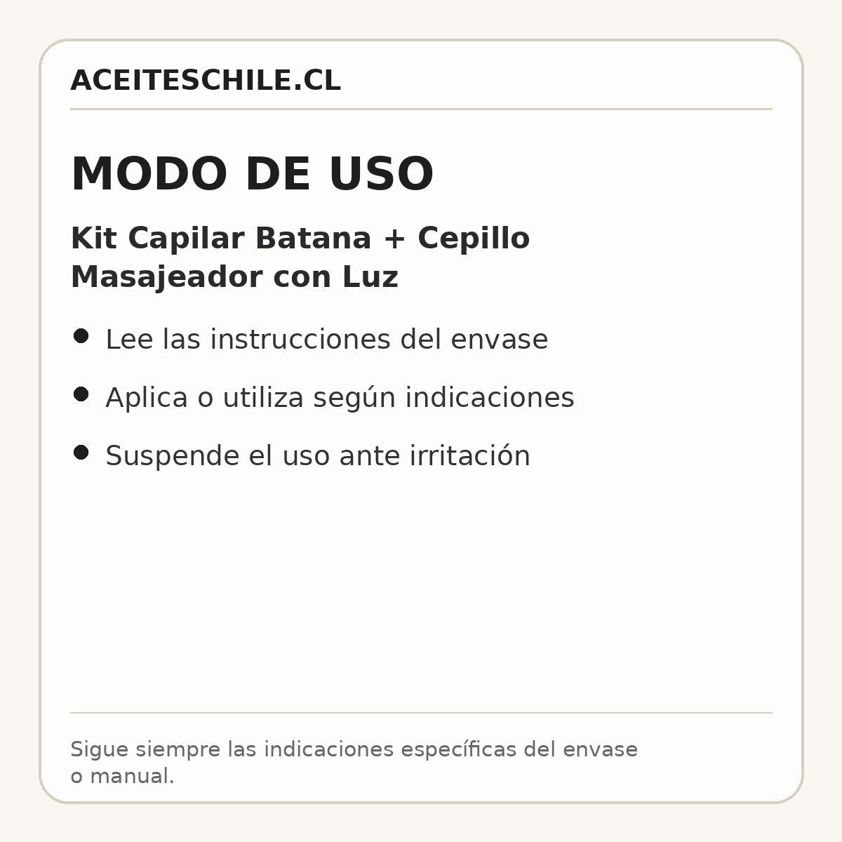 Modo de uso de Kit Capilar Batana + Cepillo Masajeador con Luz