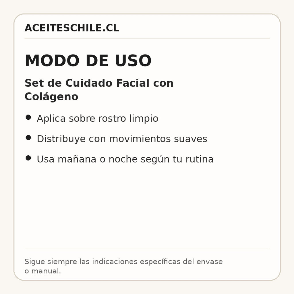Modo de uso de Set de Cuidado Facial con Colágeno