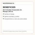 Beneficios de Kit 4 Aceites Corporales de Masaje 100 ml