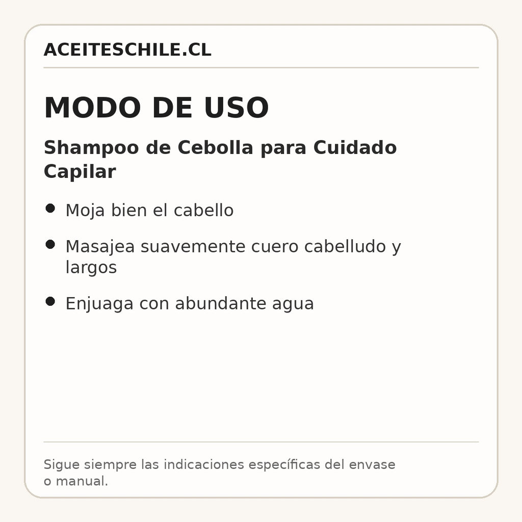 Modo de uso de Shampoo de Cebolla para Cuidado Capilar