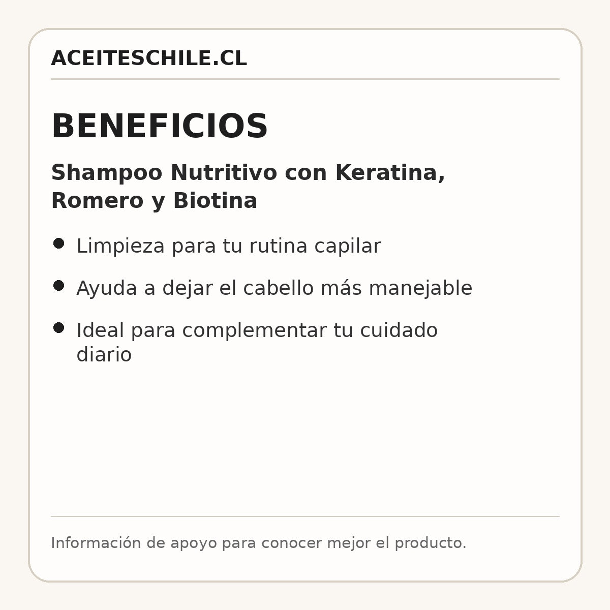 Beneficios de Shampoo Nutritivo con Keratina, Romero y Biotina