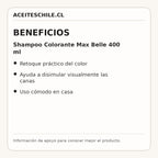 Beneficios de Shampoo Colorante Max Belle 400 ml