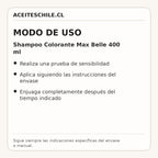 Modo de uso de Shampoo Colorante Max Belle 400 ml