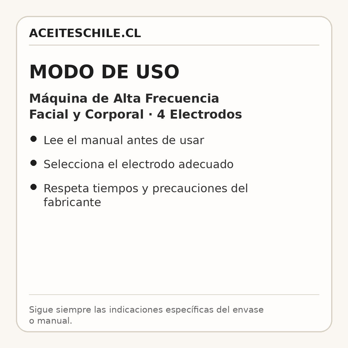 Modo de uso de Máquina de Alta Frecuencia Facial y Corporal · 4 Electrodos