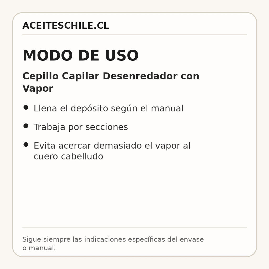 Modo de uso de Cepillo Capilar Desenredador con Vapor