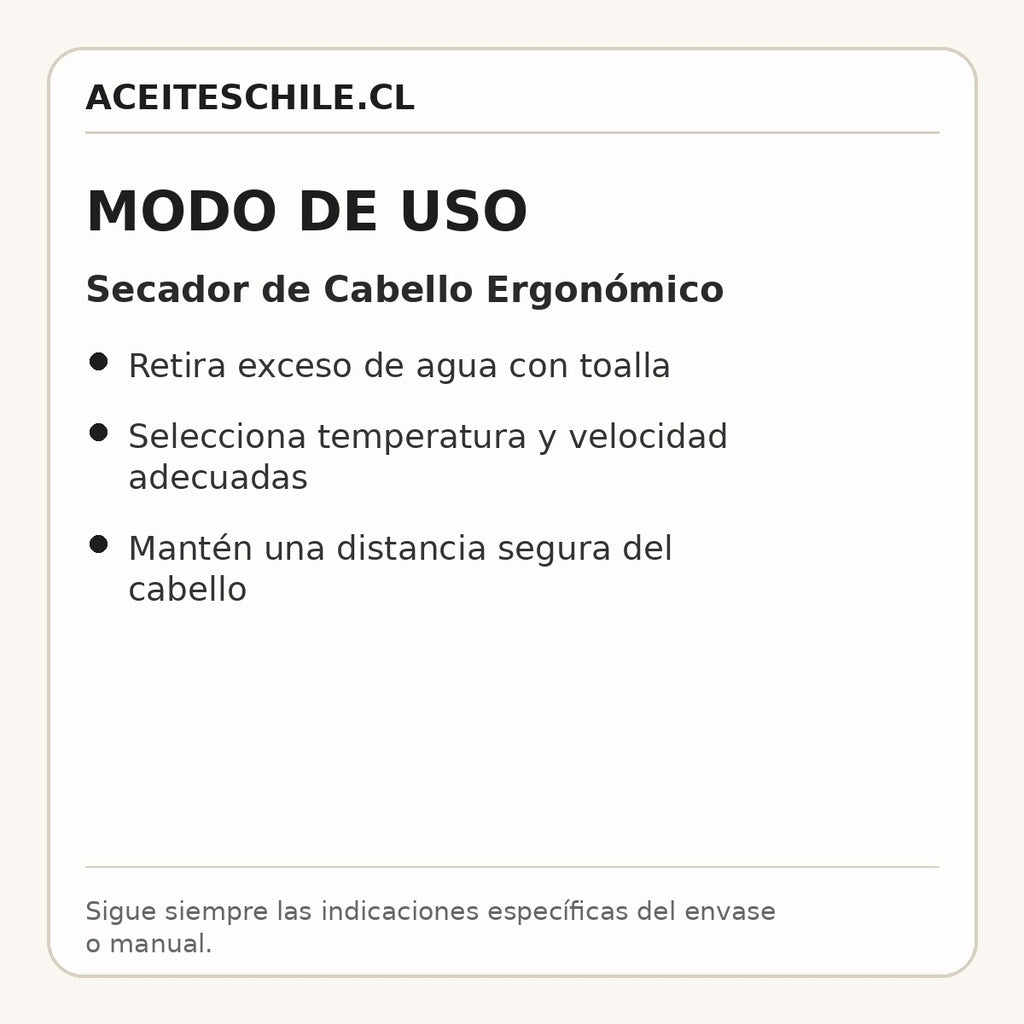 Modo de uso de Secador de Cabello Ergonómico
